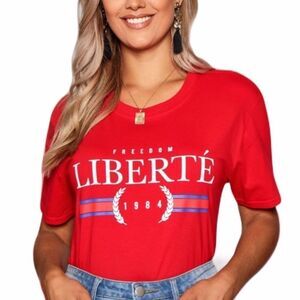 Plus Red Graphic Plus Size Short Sleeve T Shirt Tee NEW